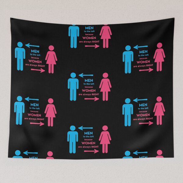 Item preview, Men to Left because Women Are Always Right Funny Restroom Wall Sign joke designed and sold by Psycho-Crazy.