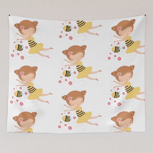 Item preview, Cute girl dressed as a bee floating with her little bee friend — sweet and whimsical design for bee lovers! designed and sold by Corameixa.