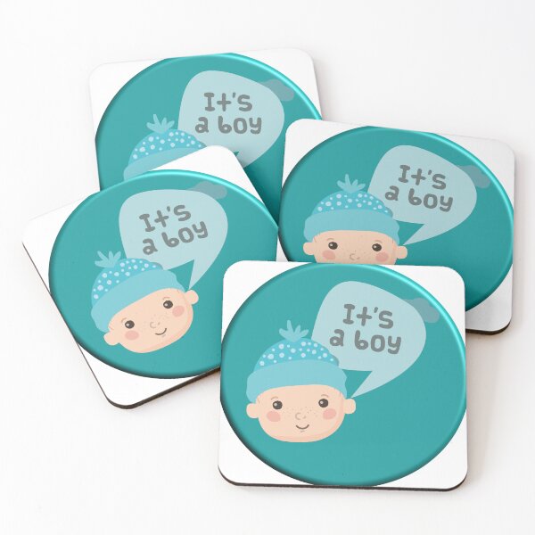 Item preview, It’s a Boy – Cute Baby Boy Sticker with Teal Blue Cap on Teal Background designed and sold by Miss Dewberry.