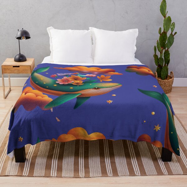 Item preview, Flying Whale Scattering Floral Dreams designed and sold by joycrysstudio.