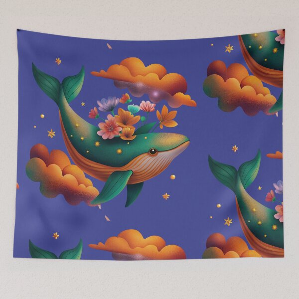 Item preview, Flying Whale Scattering Floral Dreams designed and sold by joycrysstudio.