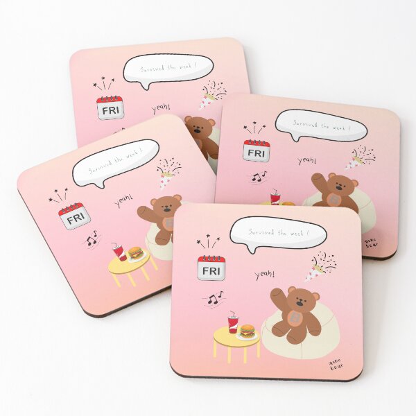 Item preview, Survived the Week! | Mono Bear Weekly Mood Series ( Gradation Square Background )  designed and sold by mintmono-studio.