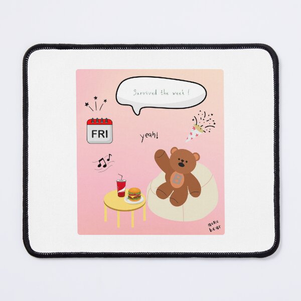 Item preview, Survived the Week! | Mono Bear Weekly Mood Series ( Gradation Square Background ) designed and sold by mintmono-studio.