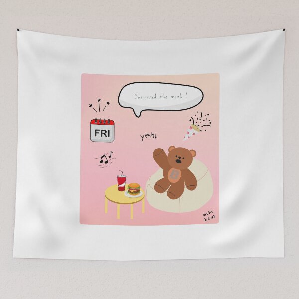 Item preview, Survived the Week! | Mono Bear Weekly Mood Series ( Gradation Square Background )  designed and sold by mintmono-studio.