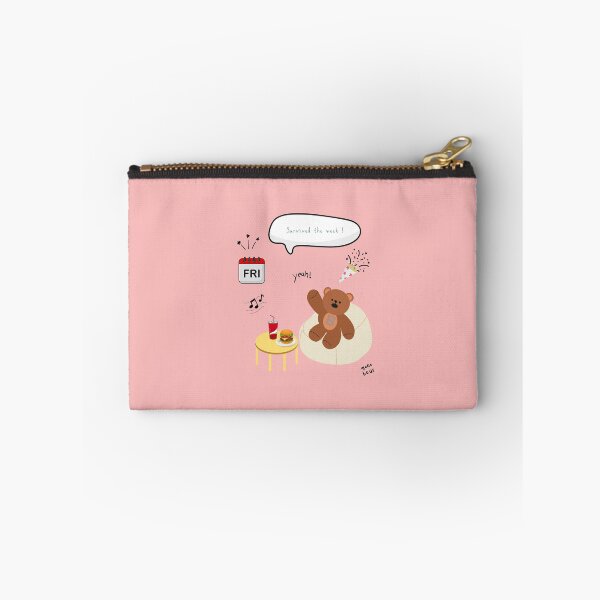 Item preview, Survived the Week! | Mono Bear Weekly Mood Series ( Coral Pink Background )  designed and sold by mintmono-studio.