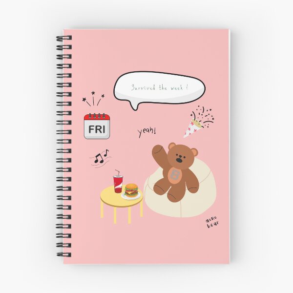 Item preview, Survived the Week! | Mono Bear Weekly Mood Series ( Coral Pink Background )  designed and sold by mintmono-studio.