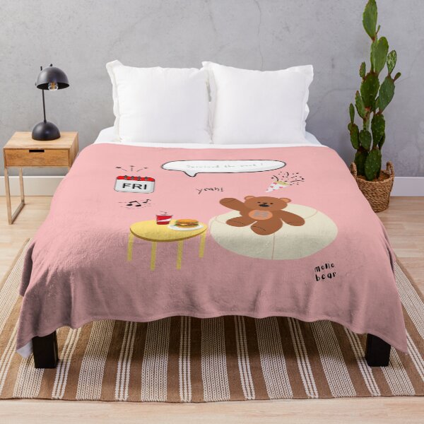Item preview, Survived the Week! | Mono Bear Weekly Mood Series ( Coral Pink Background )  designed and sold by mintmono-studio.