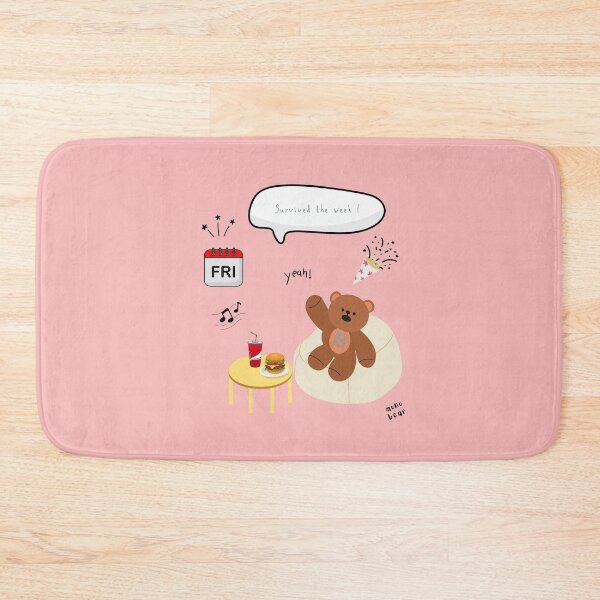 Item preview, Survived the Week! | Mono Bear Weekly Mood Series ( Coral Pink Background )  designed and sold by mintmono-studio.