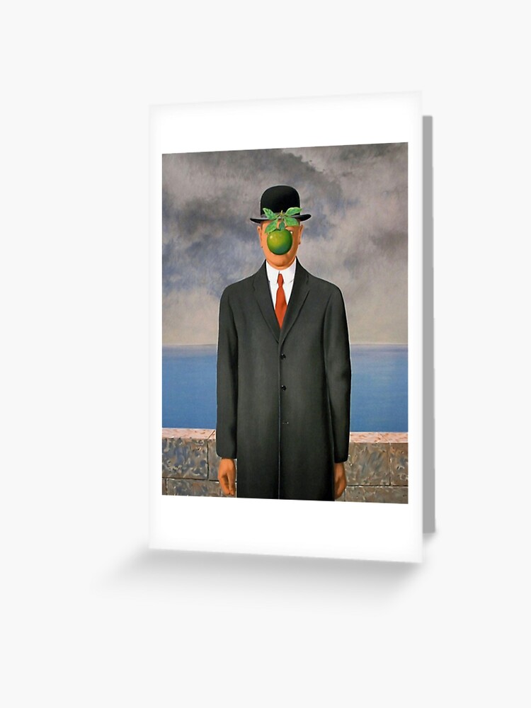 Der Sohn Des Wiedergeborenen Mannes Magritte Grusskarte Von Arthistory Redbubble