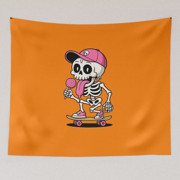 Item preview, Cartoon Skeleton on a Skateboard designed and sold by Rue Market.