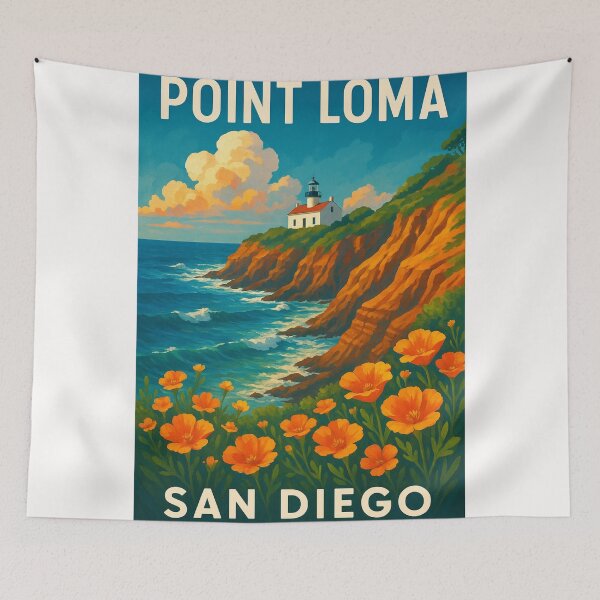 Item preview, Point Loma Lighthouse and California Poppies designed and sold by Places On Earth.