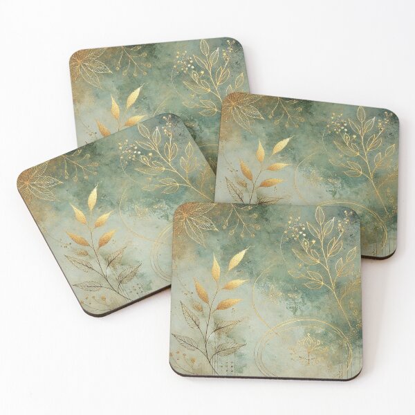 Item preview, Whispers of Verdant Gold Abstract Art Collection designed and sold by Oonward2021.