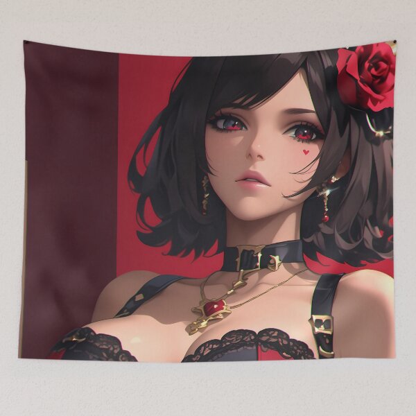 Item preview, Anime Girl Crimson Gothic Countess Radiates Seductive Dark Romantic Elegance designed and sold by juniorcastros.