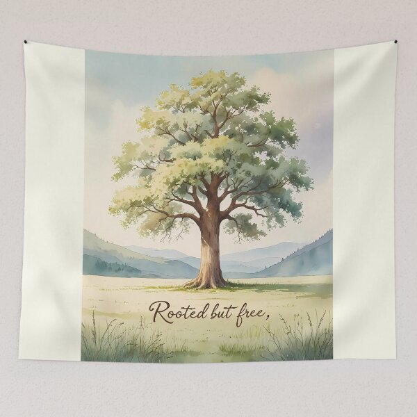 Item preview, Rooted But Free Minimalist Tree Watercolor Quote designed and sold by Mos Thainique.