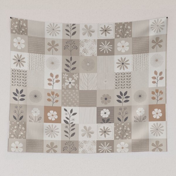 Item preview, Japandi Floral Patchwork Seamless Pattern designed and sold by ORA_ORA.