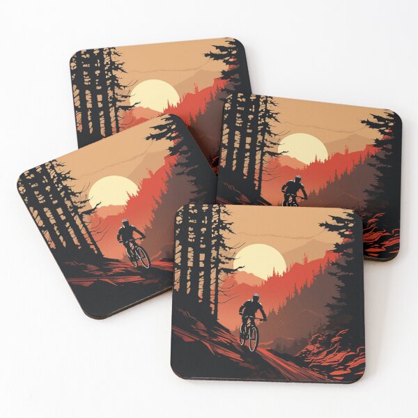 Item preview, Mountain bike single trail evening sunset designed and sold by footballstorico.