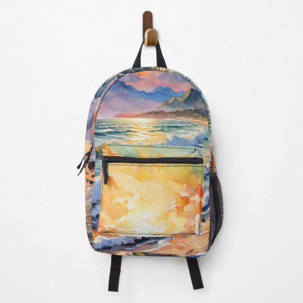 Item preview, Tropical Beach Sunset with Ocean Waves and Mountain View designed and sold by Uniquely Yours.