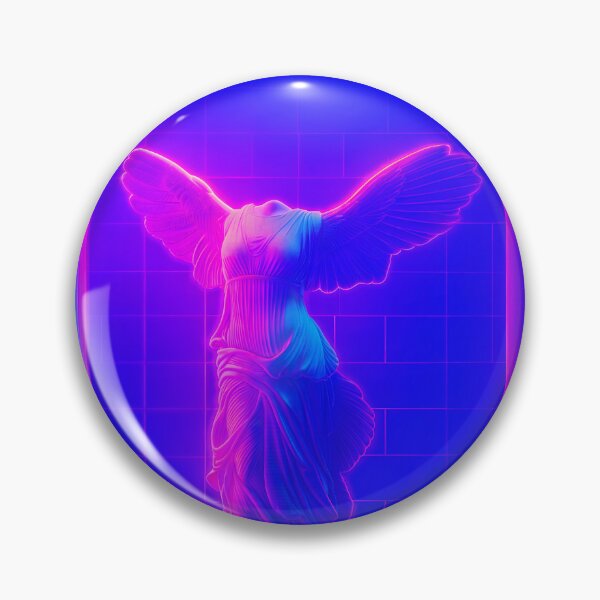 Item preview, Winged Victory Statue Surreal Neon Temple – Y2K Chillwave Art designed and sold by donwillisjrart.