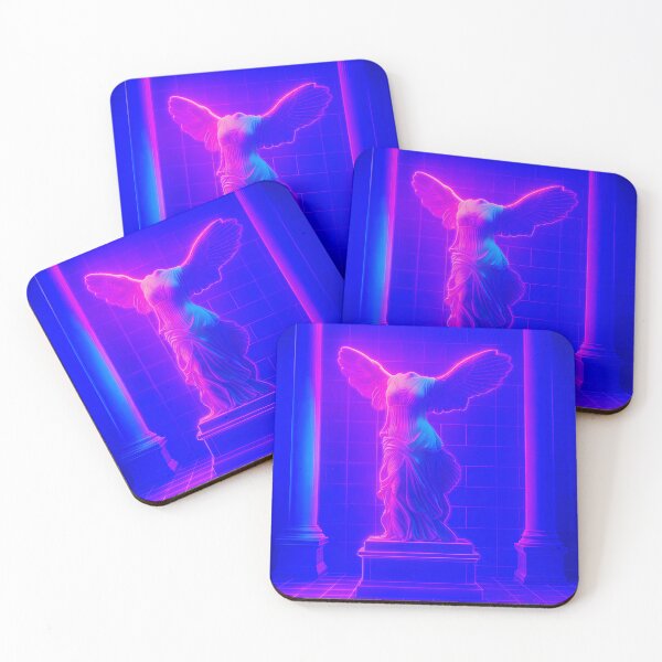 Item preview, Winged Victory Statue Surreal Neon Temple – Y2K Chillwave Art designed and sold by donwillisjrart.