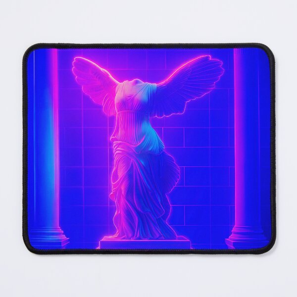 Item preview, Winged Victory Statue Surreal Neon Temple – Y2K Chillwave Art designed and sold by donwillisjrart.