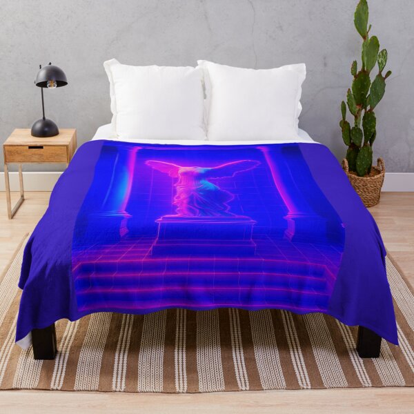Item preview, Winged Victory Statue Surreal Neon Temple – Y2K Chillwave Art designed and sold by donwillisjrart.