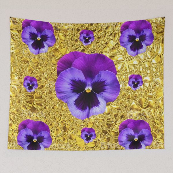 Item preview, RICH PURPLE PANSIES 0N A GOLD designed and sold by sharlesart.