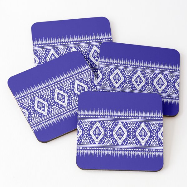 Item preview, Thai Fabric Pattern - Blue and White Geometric Ikat Design designed and sold by DesignByNui.