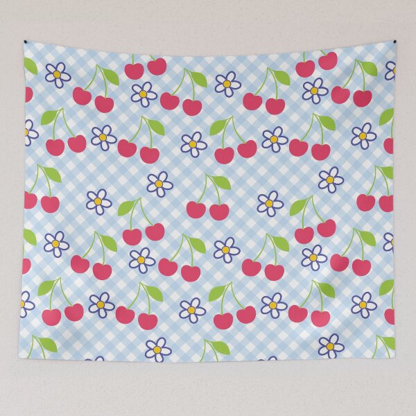 Item preview, Cherry Daisy Gingham Pattern – Cute Retro Picnic Seamless Design designed and sold by Maussa Ivimas.