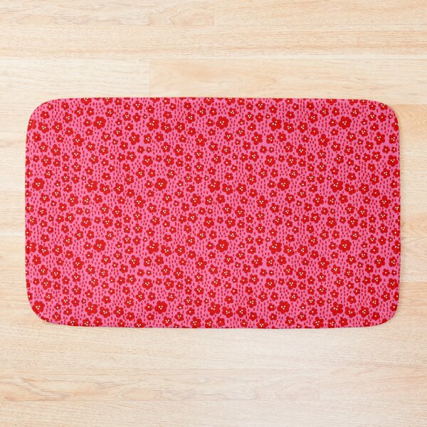 Item preview, red scattered flowers on pink designed and sold by lilliblomma.