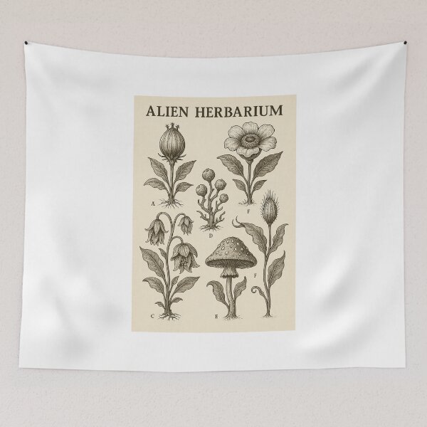 Item preview, Alien Herbarium – Vintage Botanical Sci-Fi Plant Illustration designed and sold by Domci.