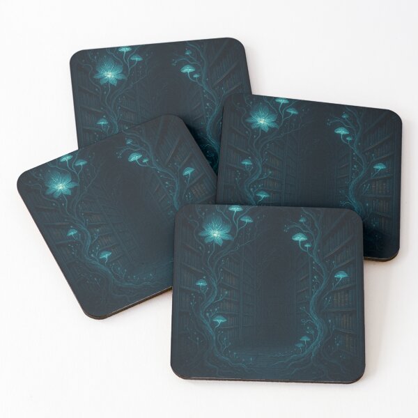 Item preview, Bioluminescent Archive – Glowing Library with Sci-Fi Fantasy Flora Art designed and sold by Domci.
