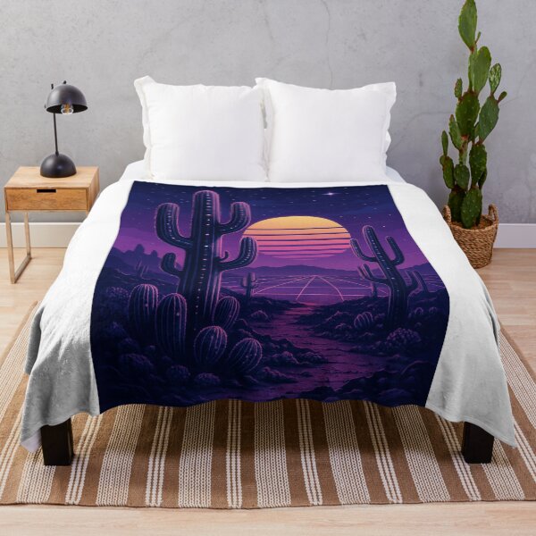 Item preview, Synth-Cactus Colony – Vaporwave Sci-Fi Desert Art with Neon Flora designed and sold by Domci.