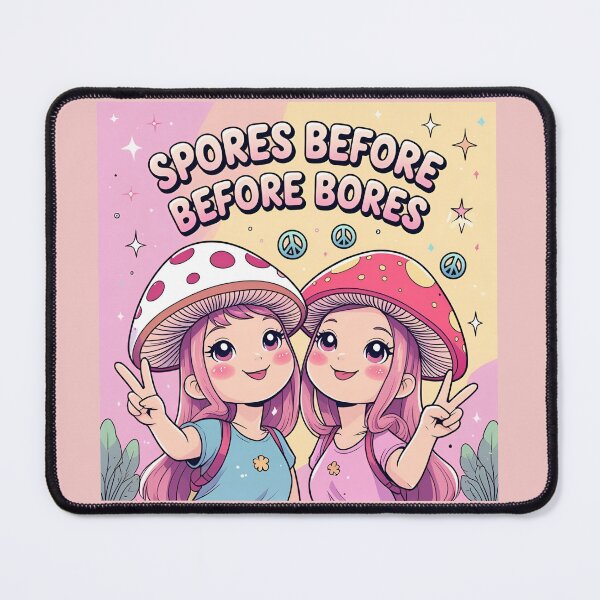 Item preview, Spores Before Bores – Kawaii Friendship Mushroom Sticker designed and sold by modishwelt.