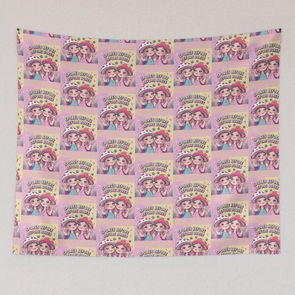 Item preview, Spores Before Bores – Kawaii Friendship Mushroom Sticker designed and sold by modishwelt.