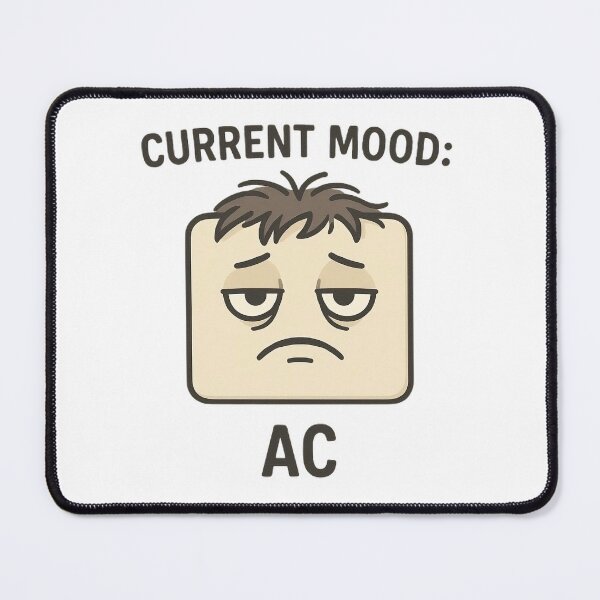 Item preview, Current Mood: AC – Tired Electrical Outlet Cartoon designed and sold by OhmMadeDesigns.