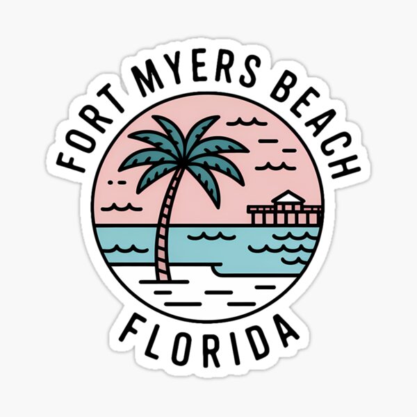 Item preview, Minimalist Fort Myers Beach Florida Line Art Sticker designed and sold by Horizon Tales.