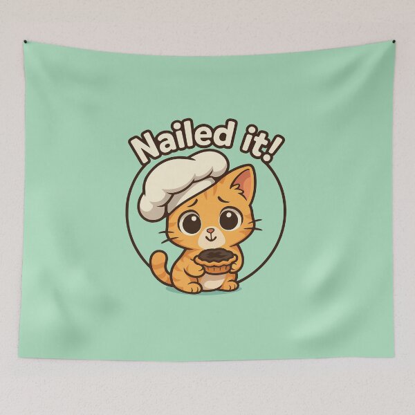 Item preview, Funny Baking Fail Cat Sticker designed and sold by Yuliya Brush.