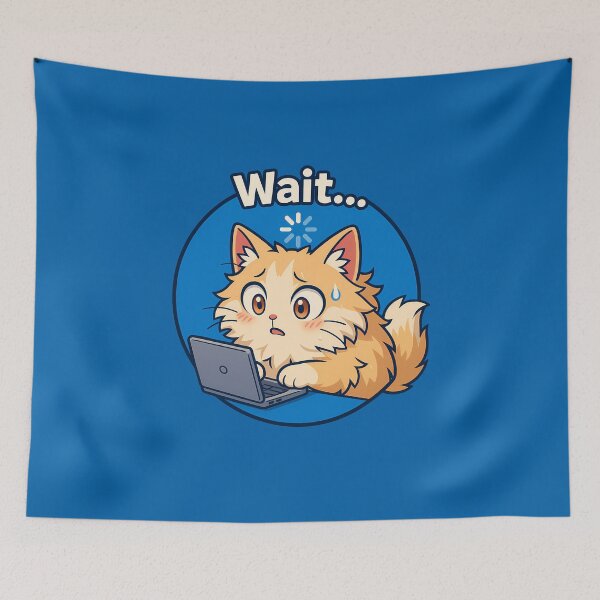 Item preview, Loading Cat Sticker Funny Wait designed and sold by Yuliya Brush.