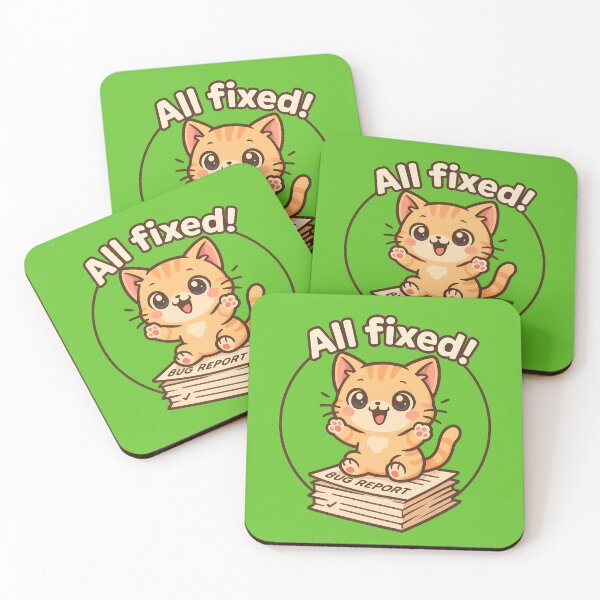 Item preview, Bug Fix Cat Sticker Cute designed and sold by Yuliya Brush.