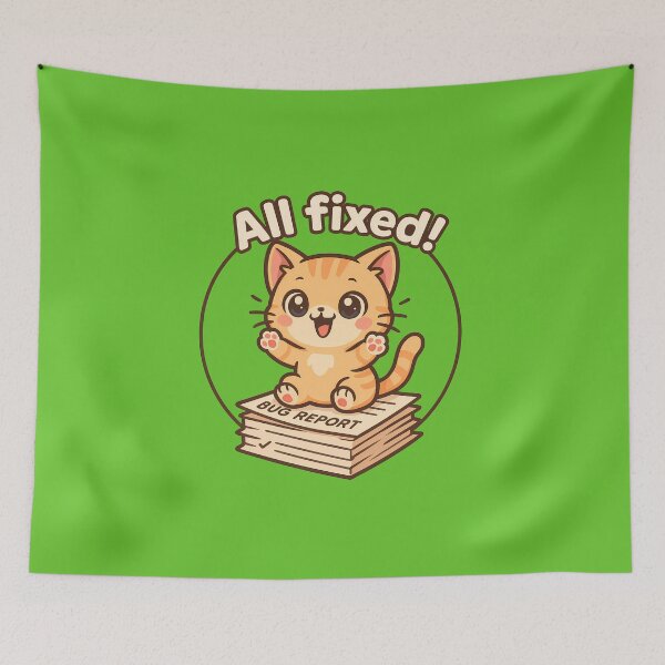 Item preview, Bug Fix Cat Sticker Cute designed and sold by Yuliya Brush.