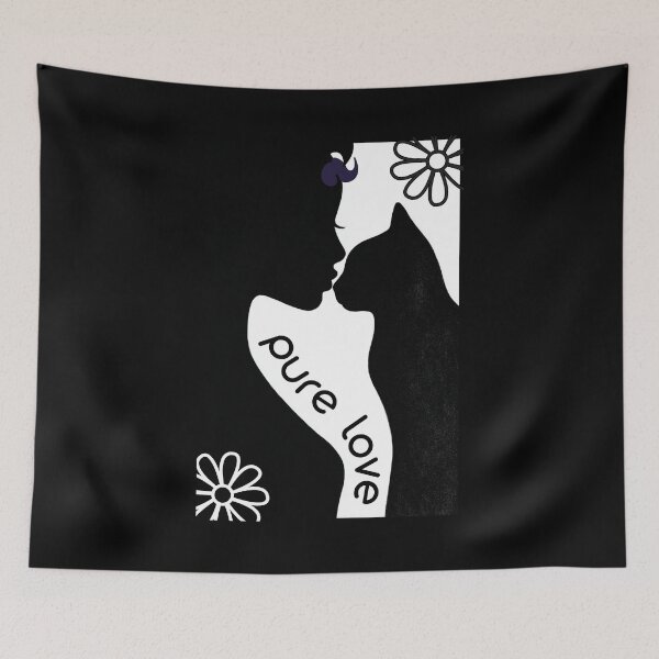 Item preview, pure love, cat, cat mom, cat mom, black and white simple artwork designed and sold by silent-violin.