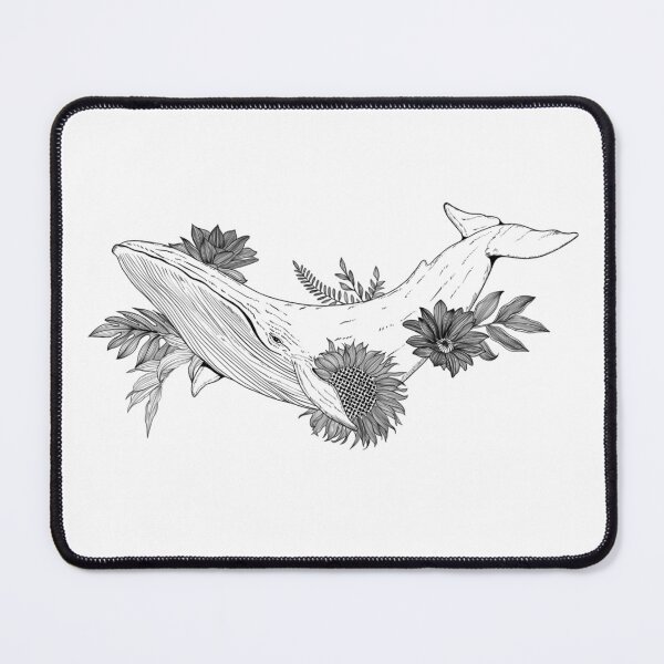 Item preview, Whale Flower Leaf Line Drawing Black and White designed and sold by DoubleBert.