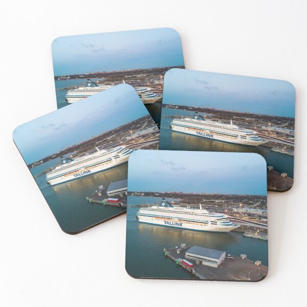 Item preview, Cruise Ferry Docked at Evening Harbor designed and sold by mindmadecrafts.