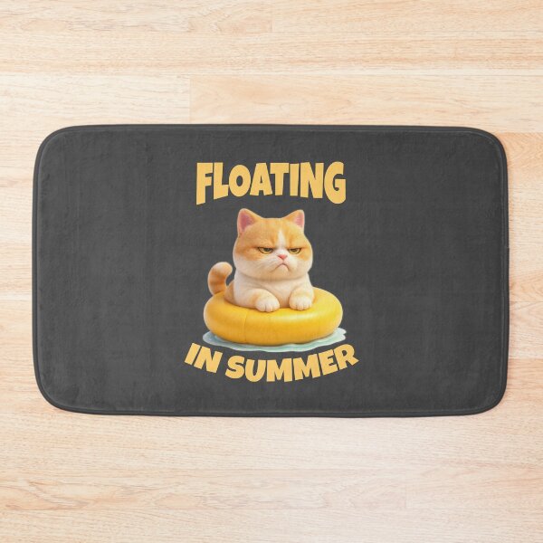 Item preview, Grumpy Cat Floating in Yellow Pool Ring – Summer Vibes designed and sold by iamwonderkitty.
