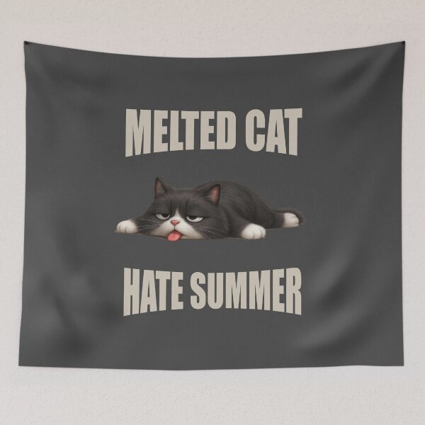 Item preview, Funny Melted Cat Who Hates Summer in Cartoon Style designed and sold by iamwonderkitty.