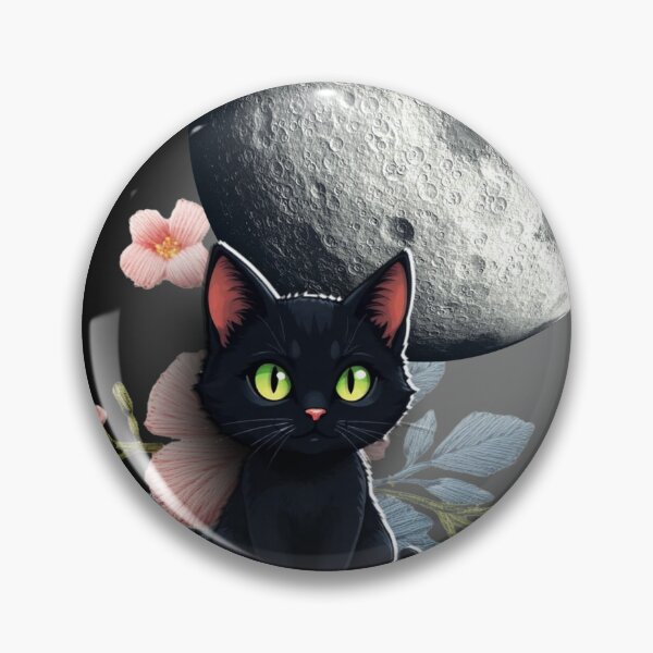 Item preview, a black cat sitting in front of a full moon,  designed and sold by B.P.Fashion.