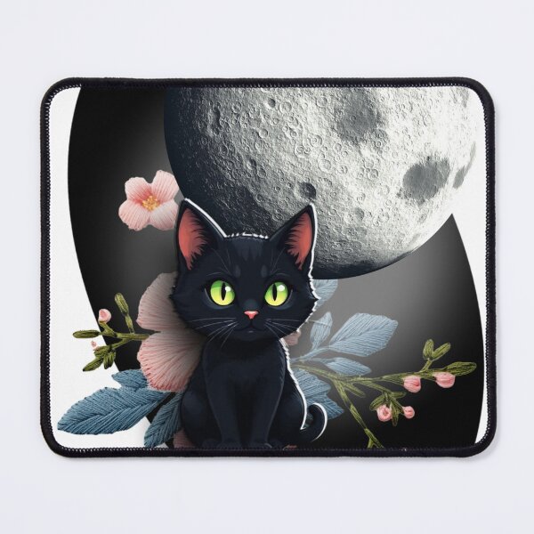 Item preview, a black cat sitting in front of a full moon,  designed and sold by B.P.Fashion.