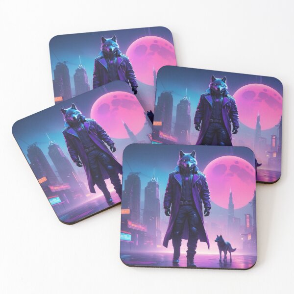 Item preview, Lone Wolf Cyberpunk – Neon Retro Wolf in Futuristic City designed and sold by EverMuse_0_0.