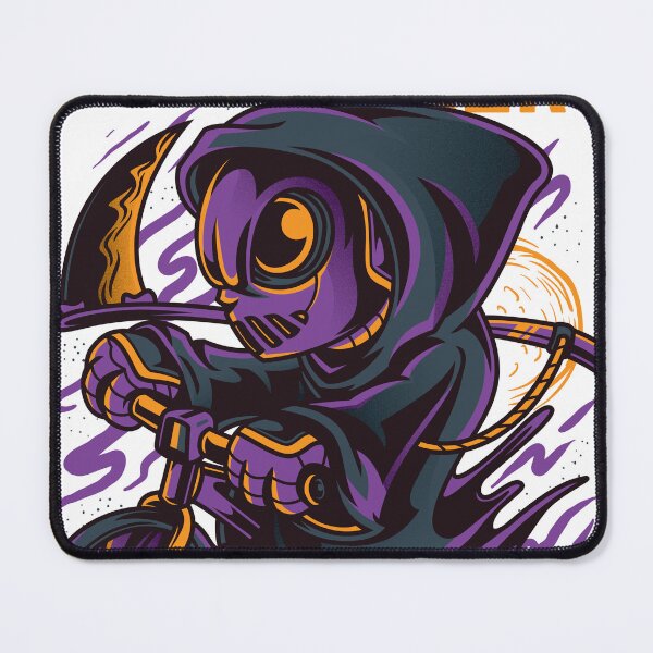 Item preview, MADBOLD – Street Art PReaper As Biker – Cartoon Grim Reaper on Bicycle Graphic Designool Ball 8 Graphic with Smoke & Color Burst designed and sold by TeesHearts100.