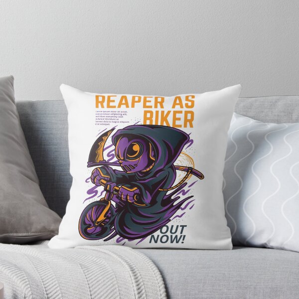 Item preview, MADBOLD – Street Art PReaper As Biker – Cartoon Grim Reaper on Bicycle Graphic Designool Ball 8 Graphic with Smoke & Color Burst designed and sold by TeesHearts100.